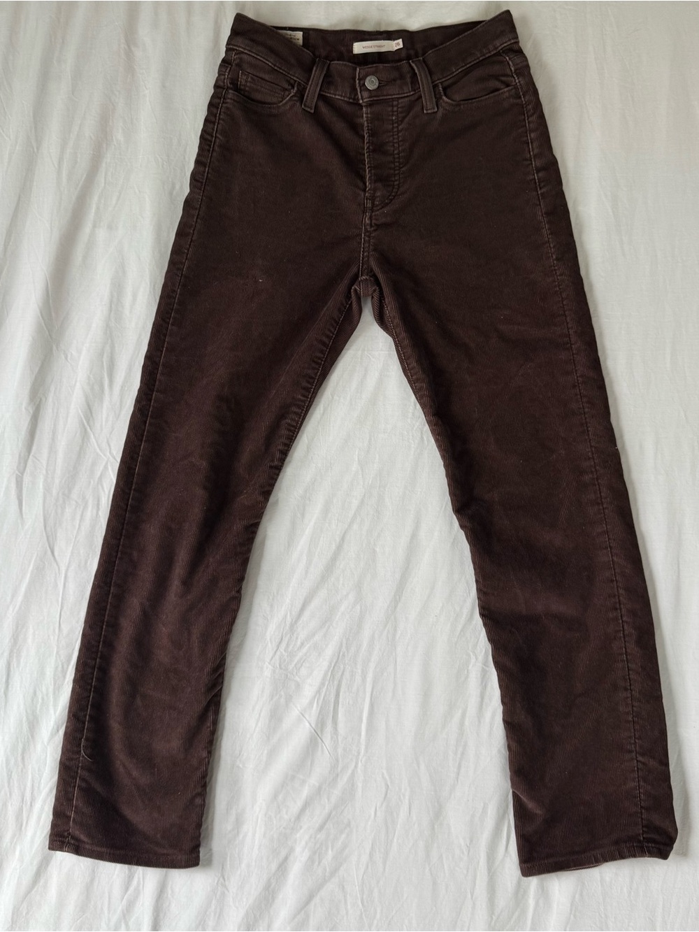 Levi's Premium Wedgie Straight Corduroy Pants Brown Size 26 High Rise